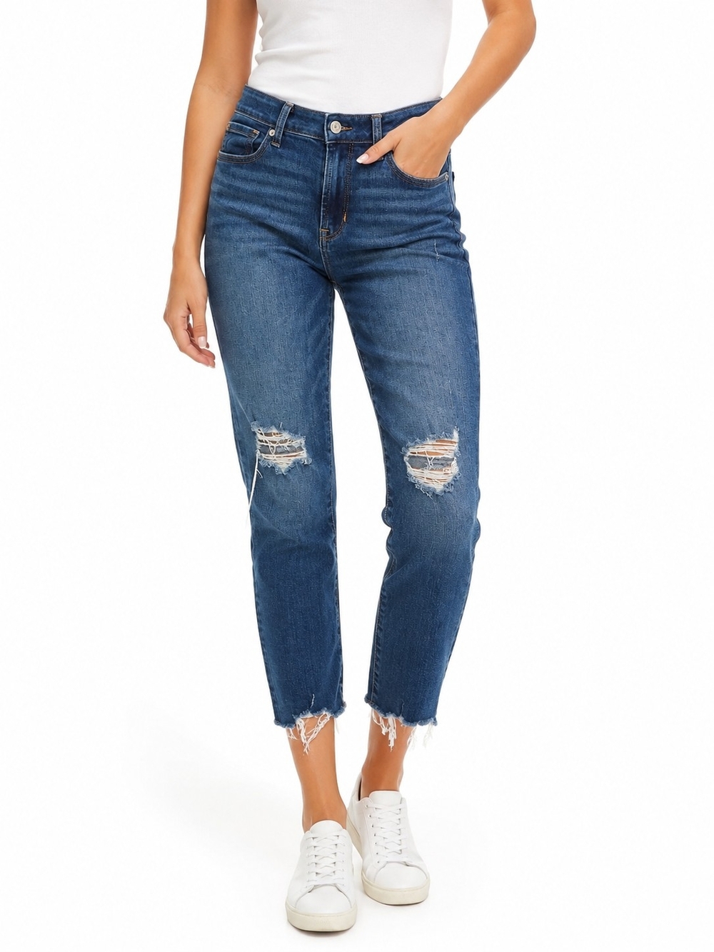 GAP Distressed Mid-Blue Cropped Jeans Women's Size 10